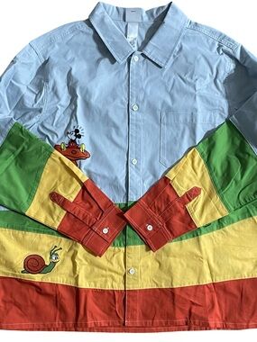 New Disney Mickey & Co Embroidered Button Up Long Sleeve Shirt Men’s XL
